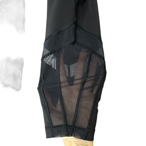 Ivivva Girls Crop Leggings 14 Black Mesh Inserts Security Pocket Active - Picture 4 of 9